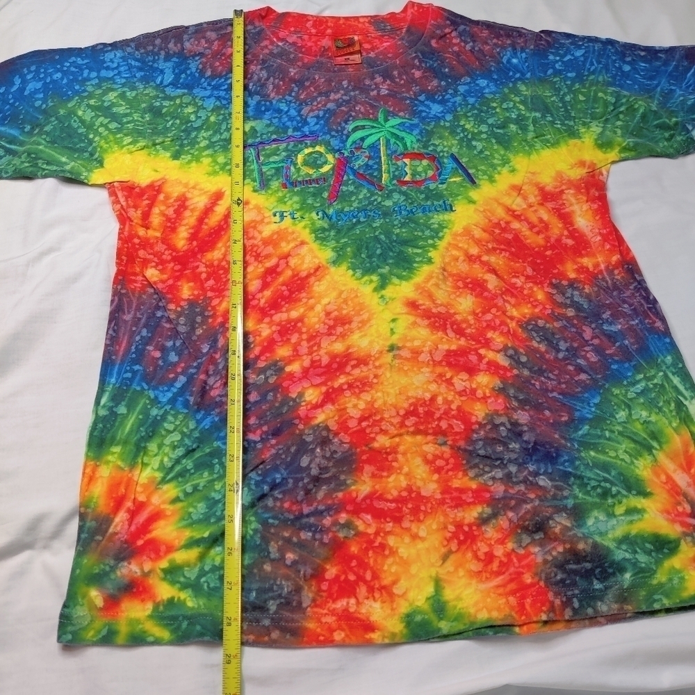 Bright Rainbow Tie Dye Tee Shirt T-shirt Florida Embroidery Sz Large - Picture 10 of 10